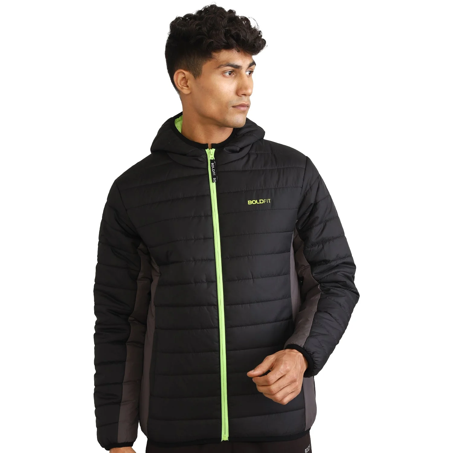 Mens Winter Bomber Jacket - Charcoal Black - Image 63