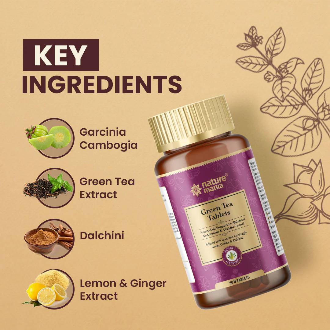 Nature Mania Green Tea Tablets-60N | Weight Loss | Fat Burner for Men and Women - Image 4