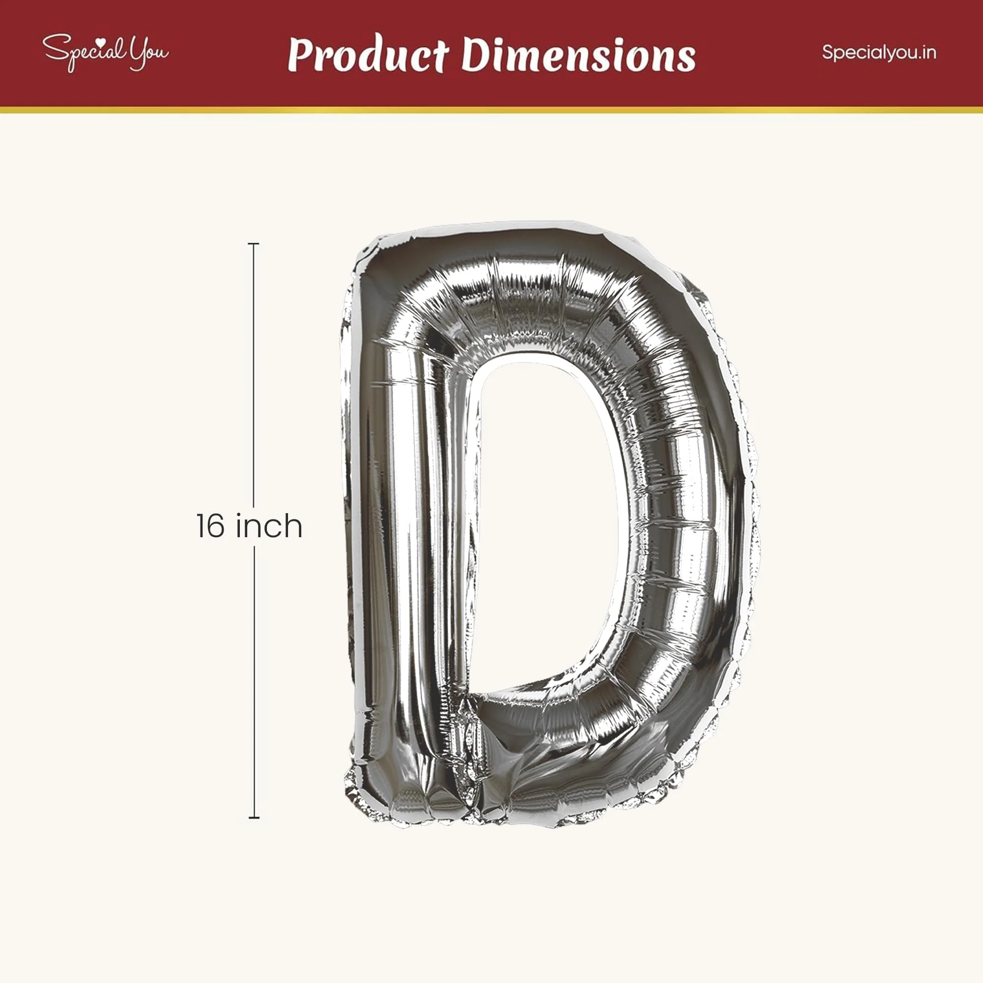 Silver D Letter Foil Balloon - Image 4