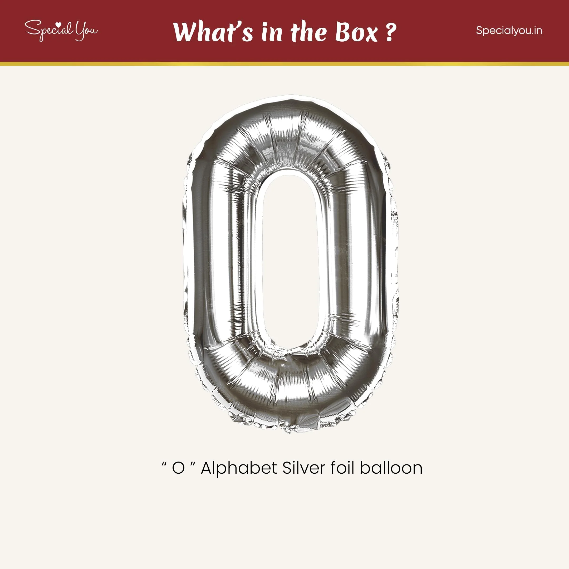 Silver O Letter Foil Balloon - Image 3