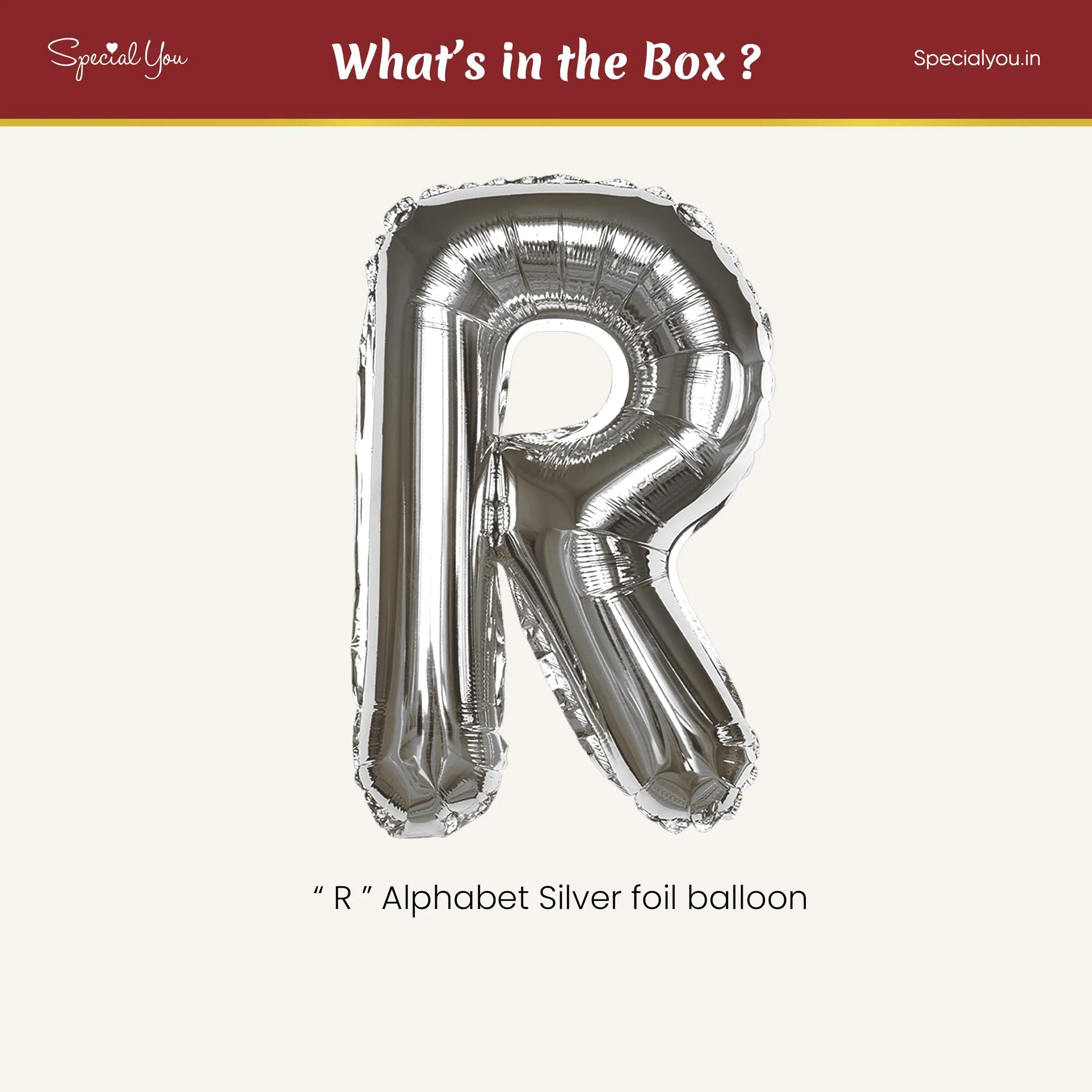 Silver R Letter Foil Balloon - Image 3