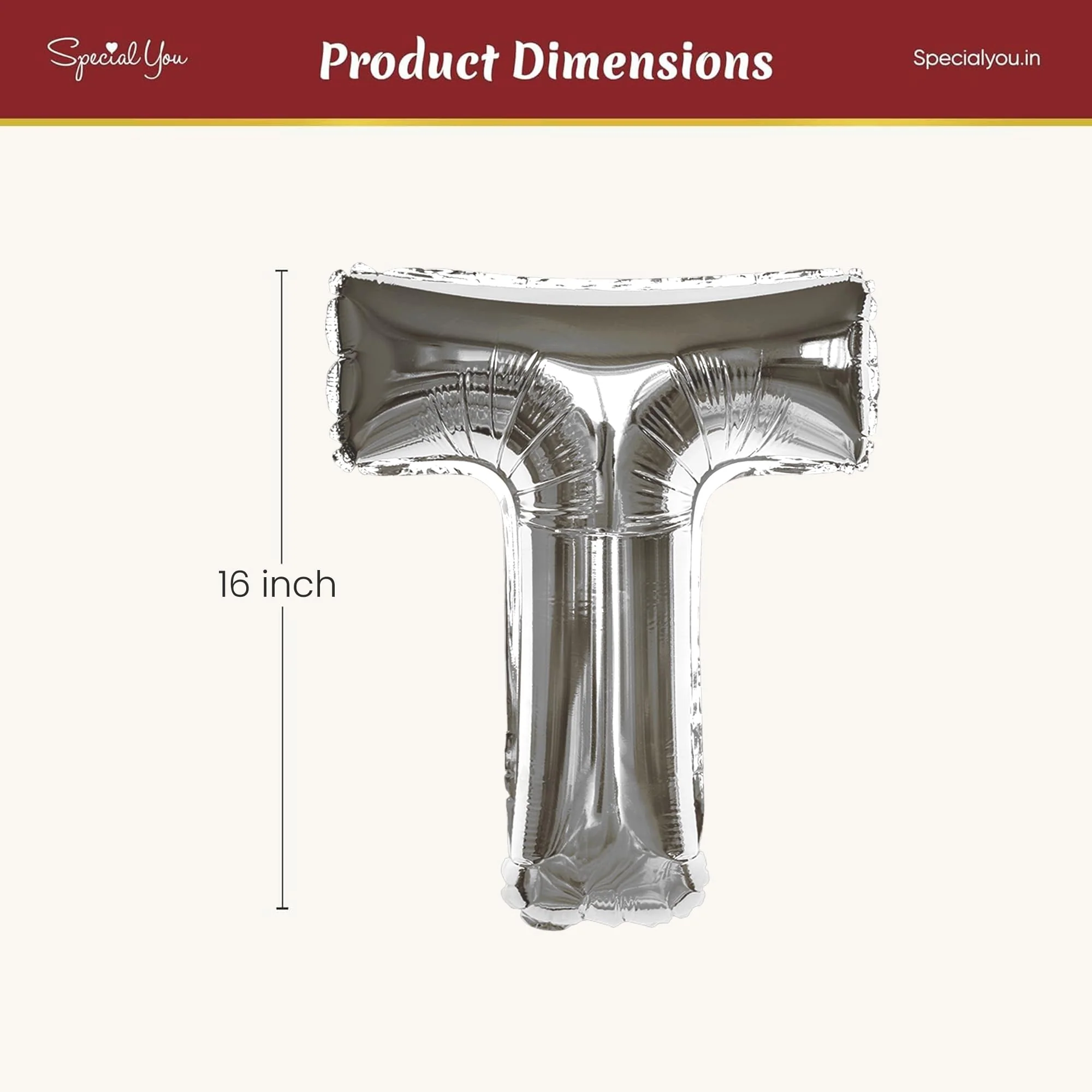 Silver T Letter Foil Balloon - Image 4