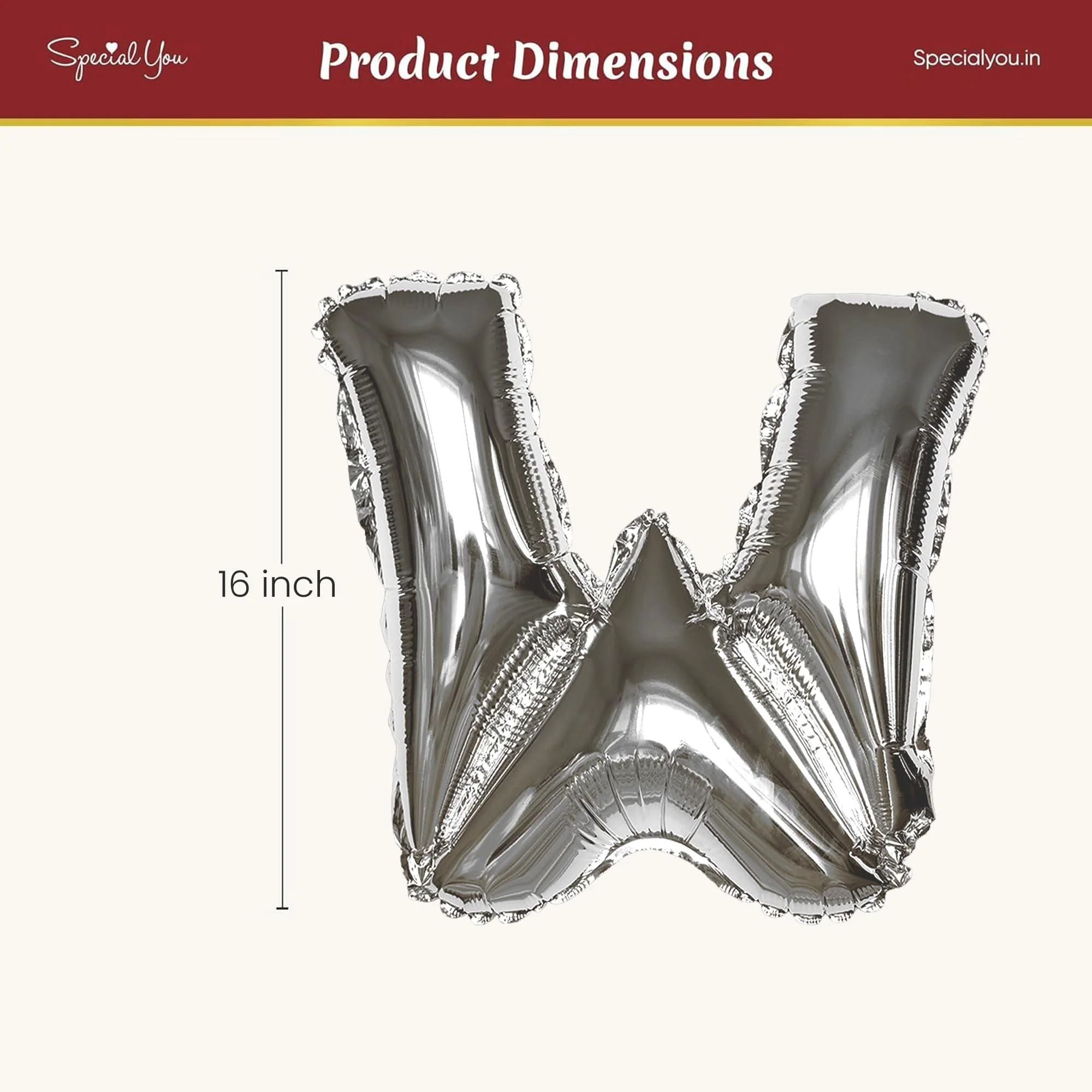 Silver W Letter Foil Balloon - Image 4