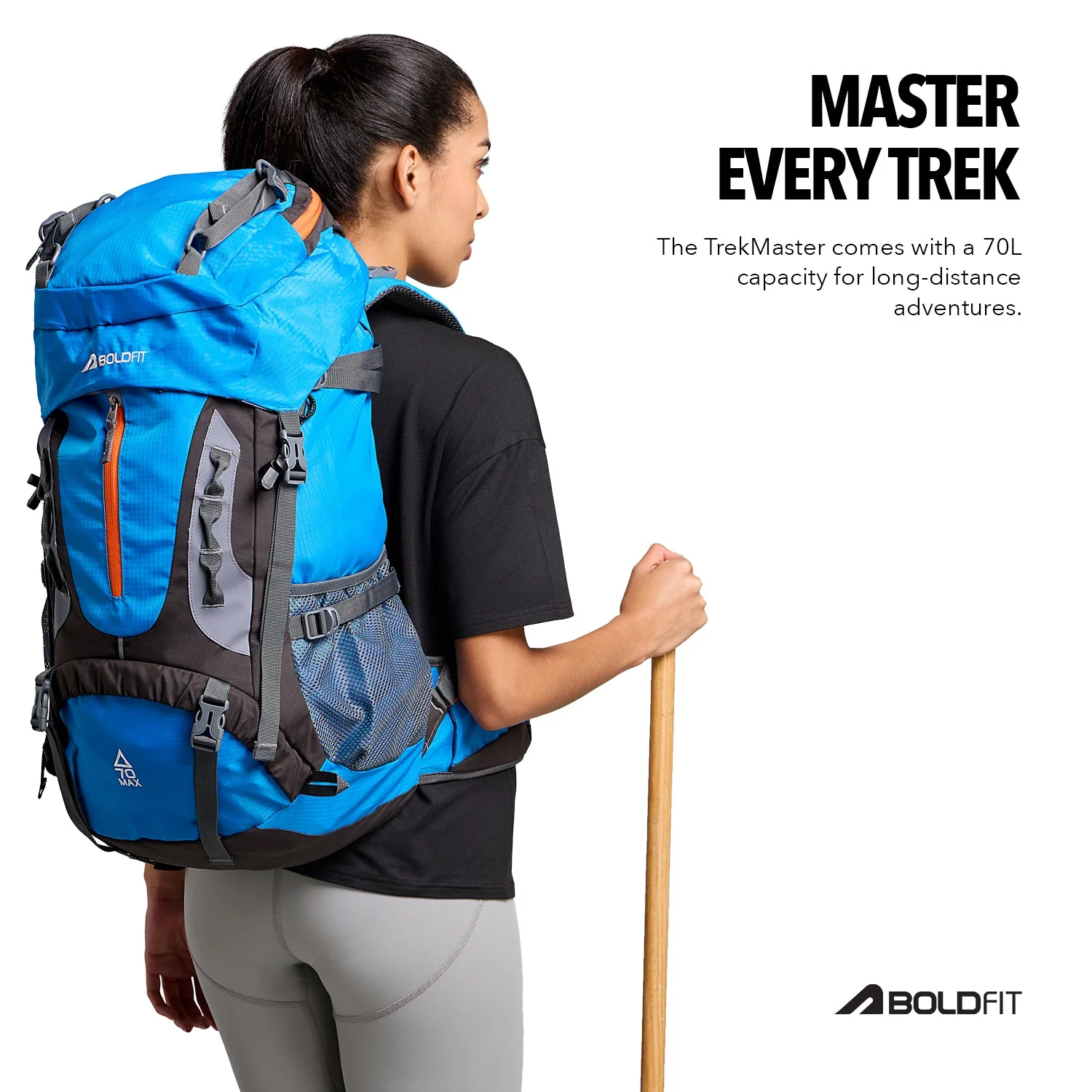 Trekmaster Rucksack 70L - Blue - Image 3