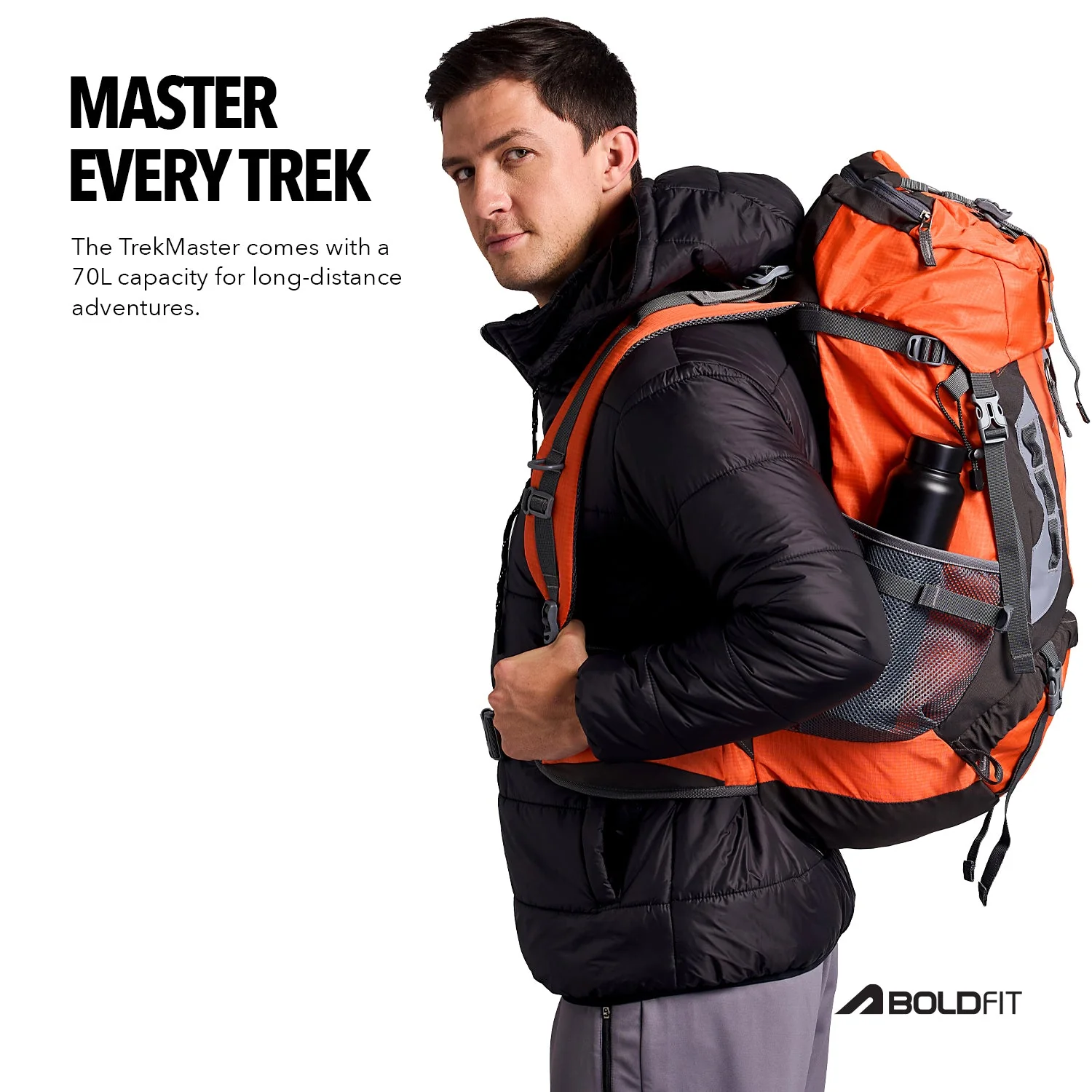 Trekmaster Rucksack 70L - Orange - Image 3