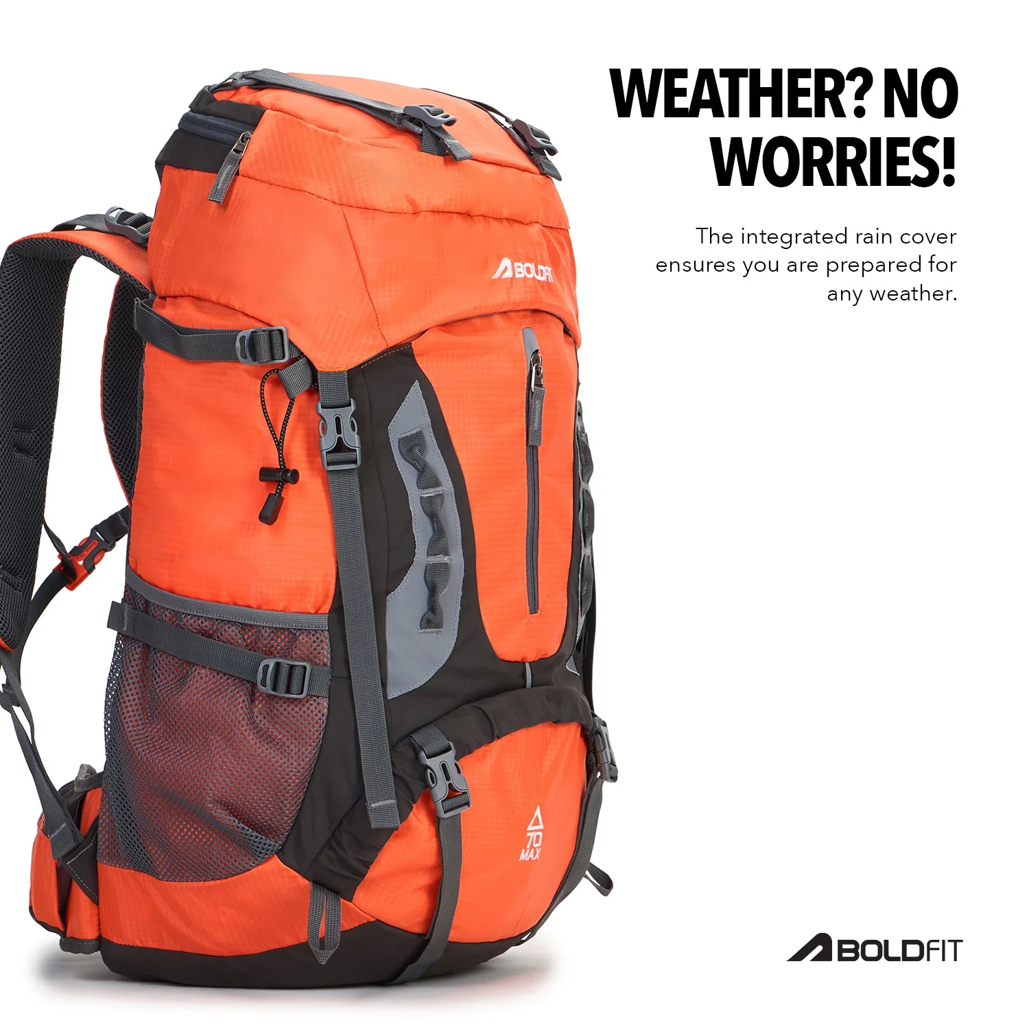 Trekmaster Rucksack 70L - Orange - Image 4